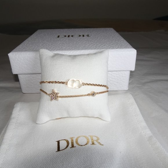Dior Gold CD Logo Star Crystal Bracelet - Picture 3 of 12